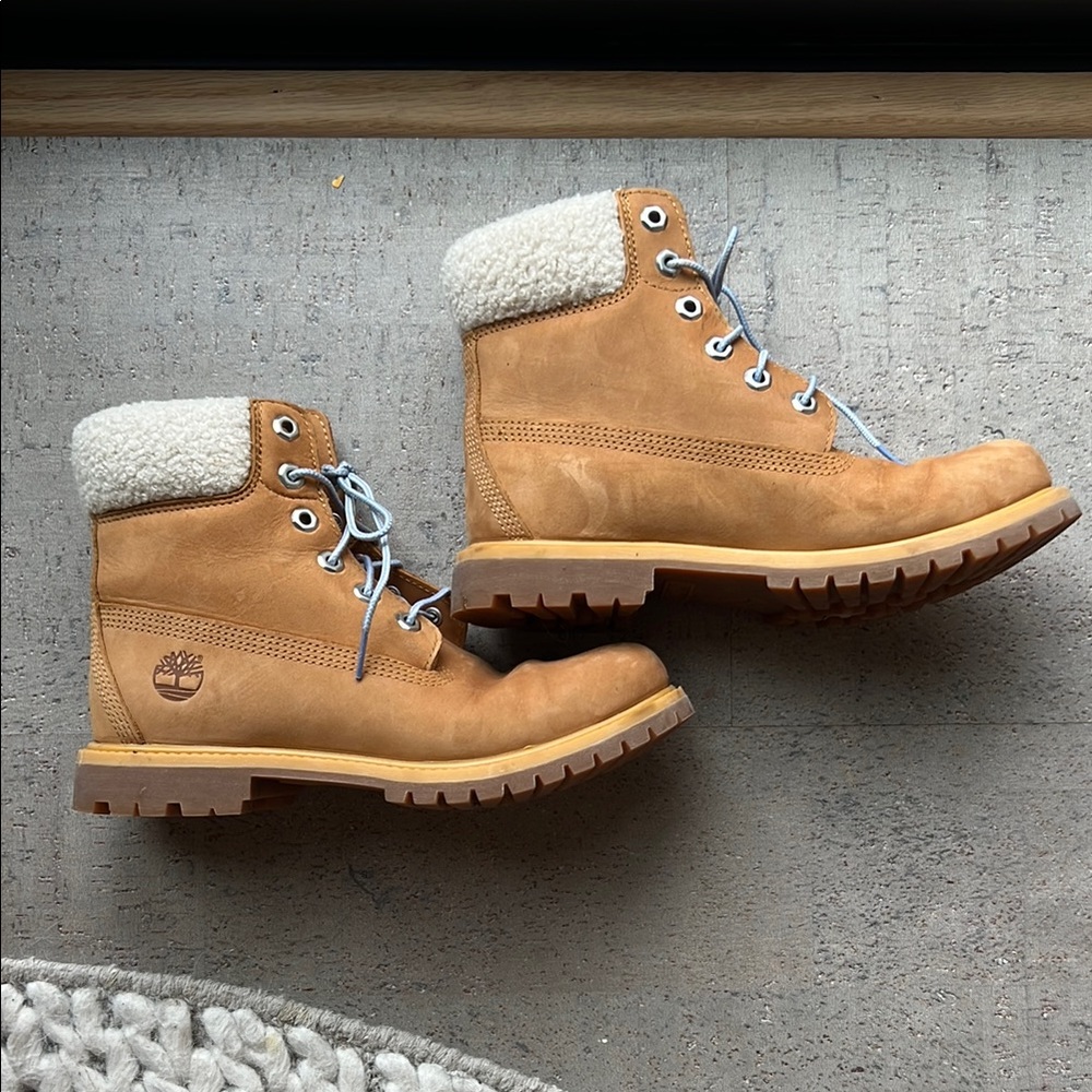 Timberland Tan Boots with White Accents